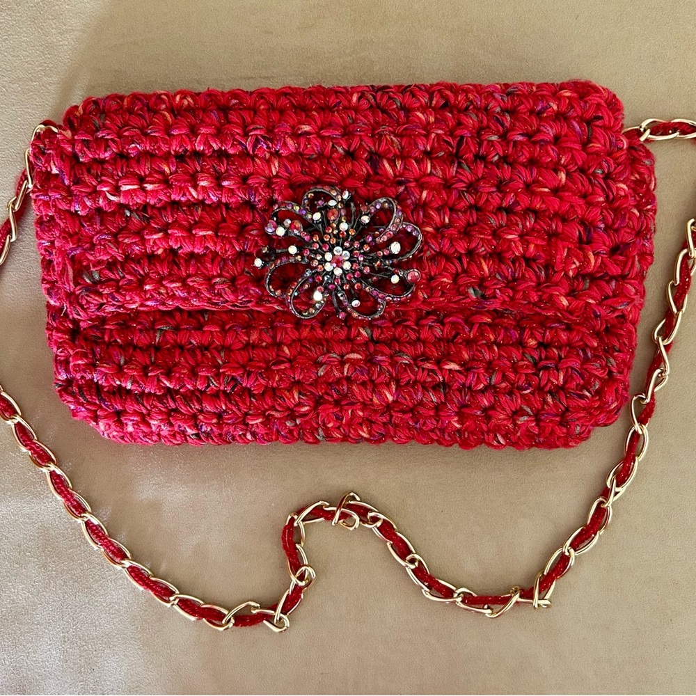 Hand Crochet Faux Channel Handbag